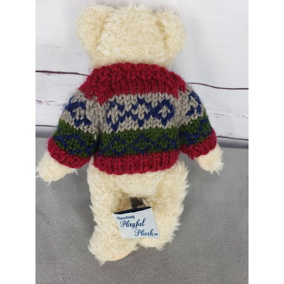 Chrisha Playful‎ Plush Tan Bear with Colorful Sweater Stuffed Teddy Bear - Picture 10 of 10